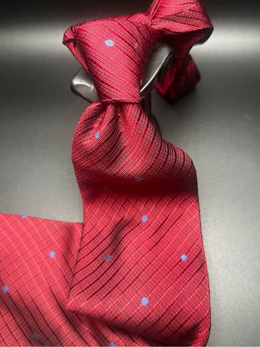 Hickey Freeman — Cranberry & Periwinkle Dot Silk Tie